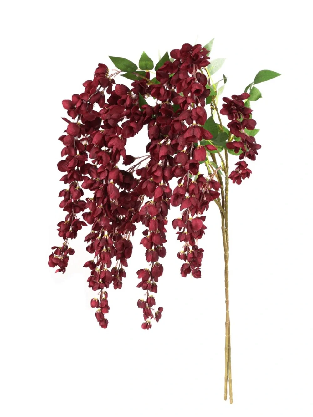 Burgundy Hanging Wisteria Stem - Elegant Faux Floral Accent 43” (2pcs)